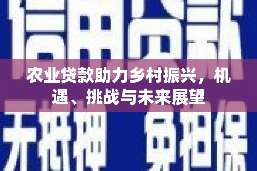 镇安农业贷款助力乡村振兴，机遇、挑战与未来展望