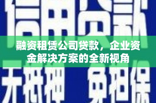 岳西融资租赁公司贷款，企业资金解决方案的全新视角