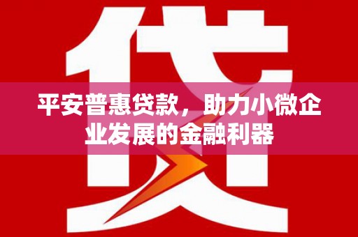 界首平安普惠贷款，助力小微企业发展的金融利器