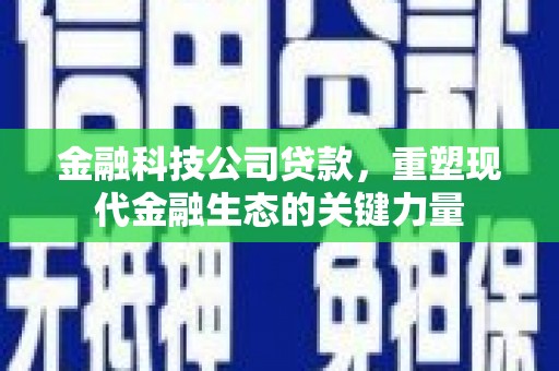 青浦金融科技公司贷款，重塑现代金融生态的关键力量